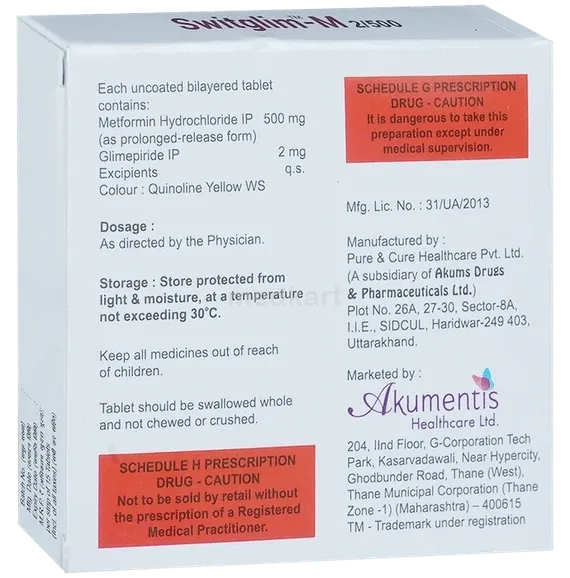 switglim m 2/500 tablet 15's